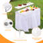 Table pliante extérieure avec refroidisseur de glace avec drain, tables de glace à deux niveaux avec jupe amovible et tablette de rangement supplémentaire, utilisation intérieure extérieure pour événements, fêtes, mariage, camping, barbecue, blanc