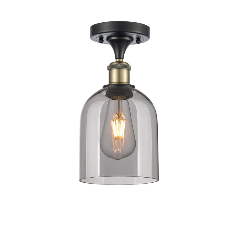 Ballston - Allysson - 1 Light 6" Semi-Flush Mount - Seedy Shade, Black Antique Brass, Clear