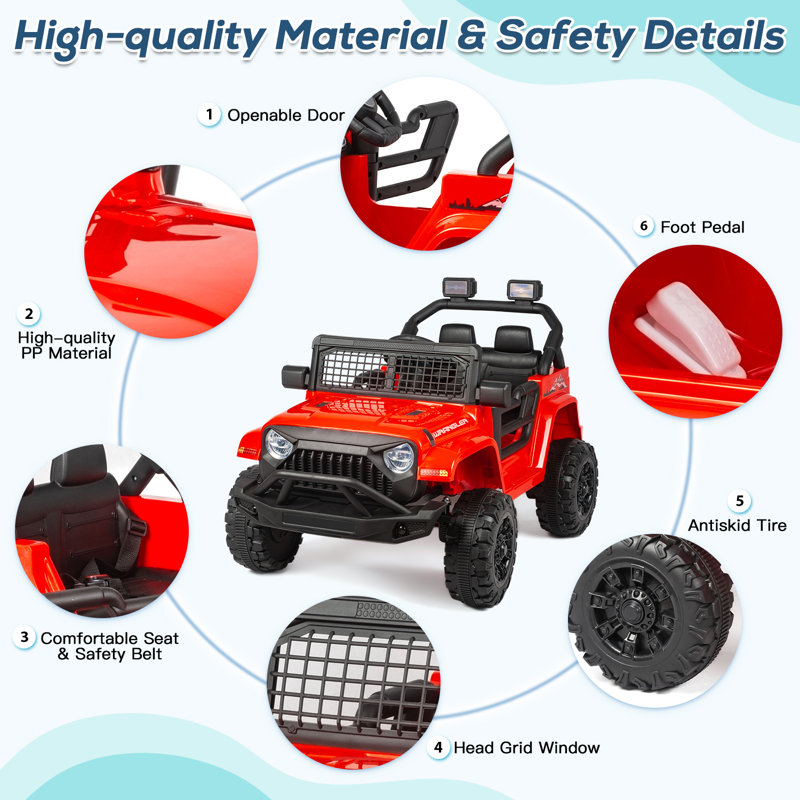 Voiture motorisée pour enfants Jeep, véhicule électrique à piles 12 V 4,5 Ah avec télécommande 2,4 G, lumière et musique, cadeaux pour enfants