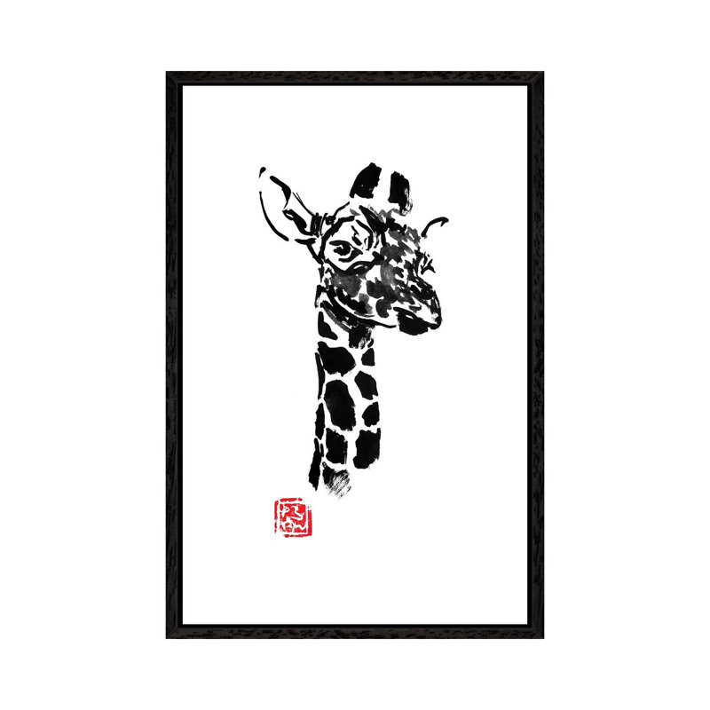 Giraffe by Péchane - Print on Canvas, Black Framed, 101.6 cm H x 66.04 cm W