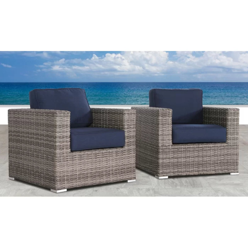 Fauteuil club en osier Sunbrella gris