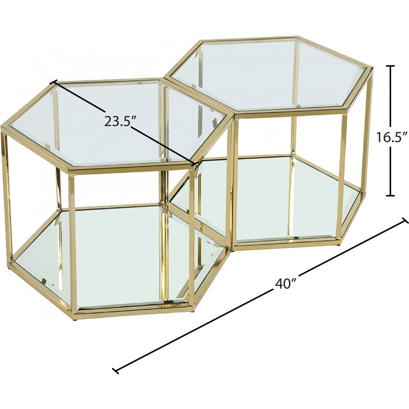 Table basse avec rangement Sei, Doré