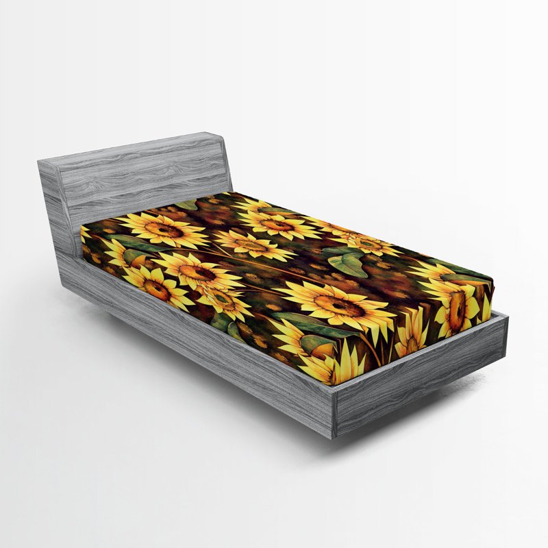 Drap-housse floral Ambesonne, Vert avocat pâle, fauve / floral, Drap-housse de taille simple