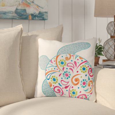 Sea Turtle 100% Cotton Throw Pillow