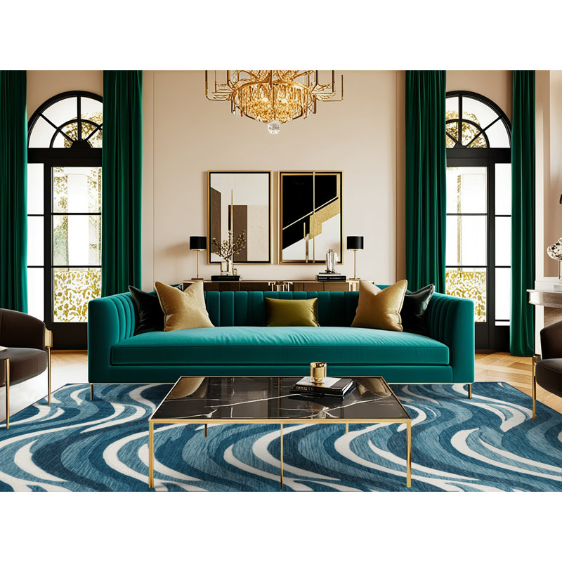 Washable Wave Length Plus Coastal Area Rug, Round 6'