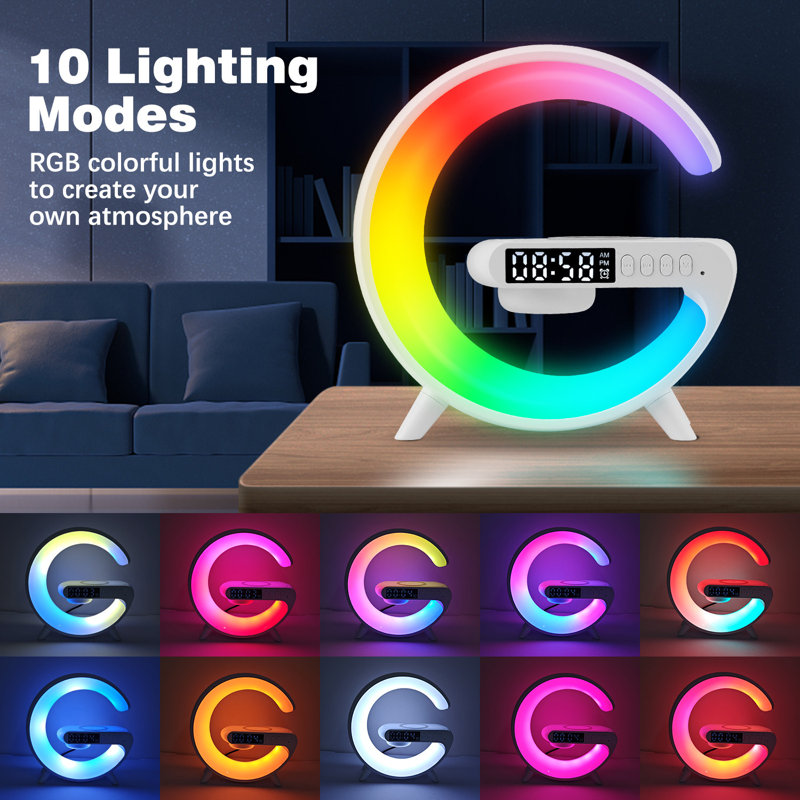 Multifunctional Bedside Sleeping Lamp Bluetooth Audio Alarm Clock Wireless Charge Night Light