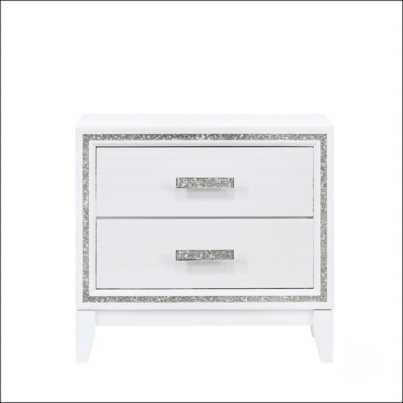 Table de chevet contemporaine avec deux tiroirs, Noir