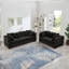 Canapé de salon moderne avec accoudoirs carrés décoratifs 2 + 3 places et clous argentés avec revêtement en velours noir-238538134