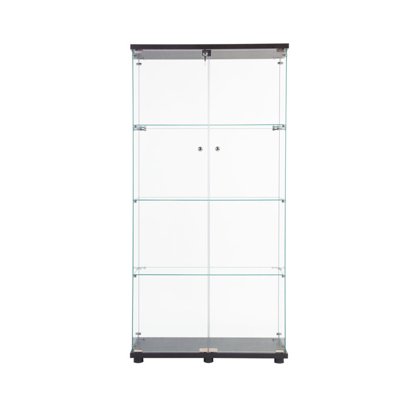 Vitrine à DEL avec 2 portes vitrées avec 4 tablettes, Noir