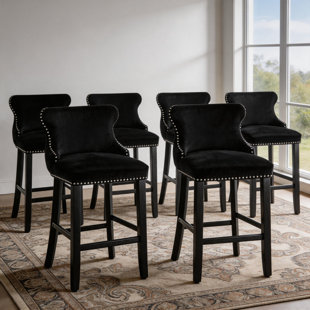 Ensemble de 6 tabourets de bar en velours à oreilles