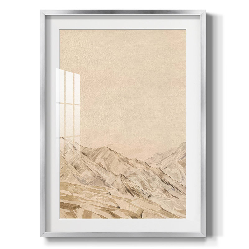 Twilight Peaks I, Papier avec cadre argenté, Blanc