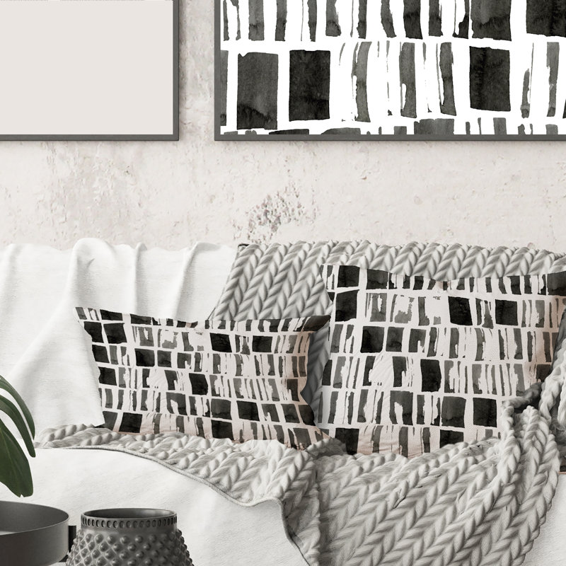 Monochrome Bricks Rectangular Pillow Cover & Insert