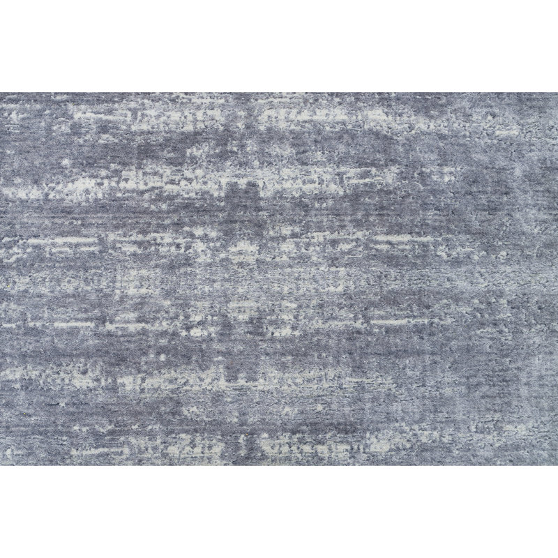 Tapis beige et gris noué à la main de haute qualité, Rectangle 6 pi x 9 pi