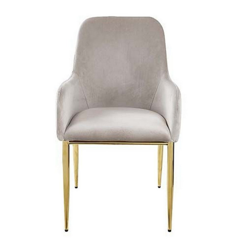 Fauteuil rembourré en velours gris / or
