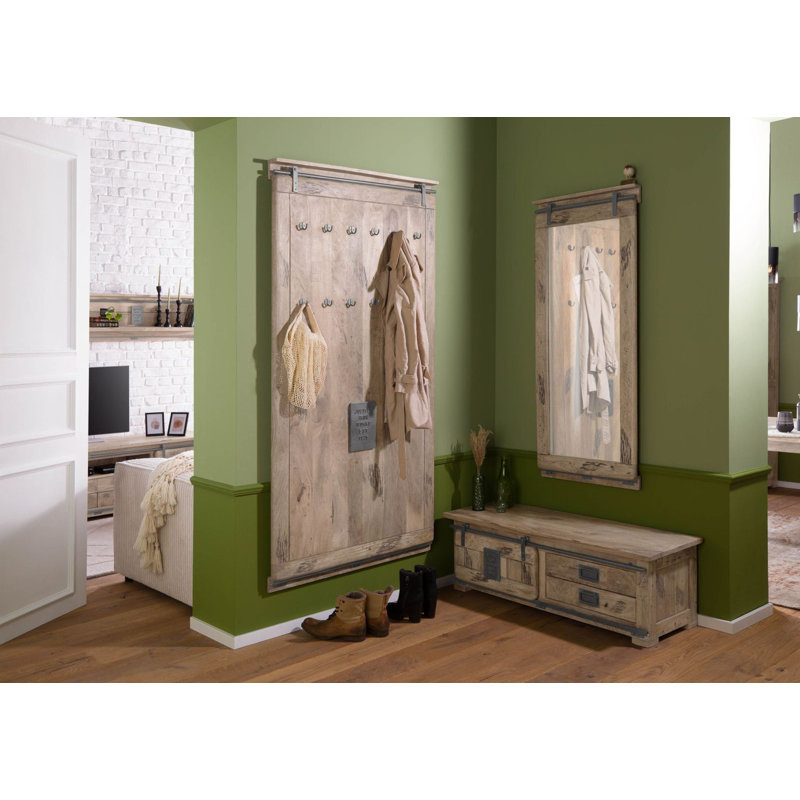 Railway Hall Tree 100cm Wide, Whitewash Lacquered