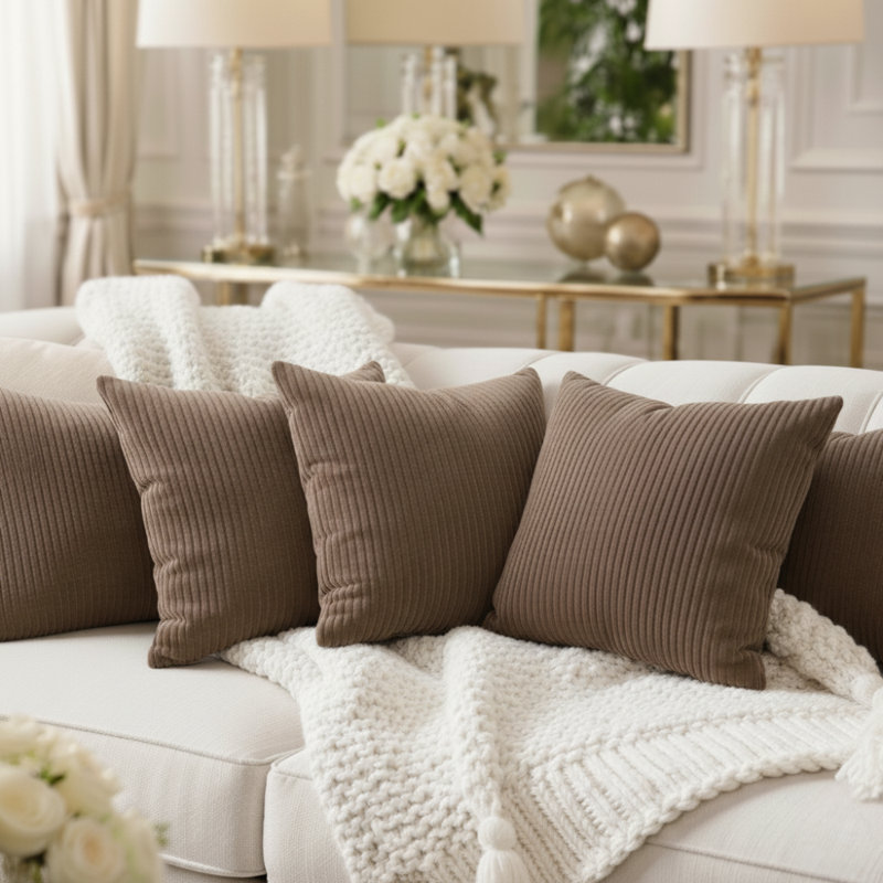 Nayely Square Throw Pillow Cover, Brown