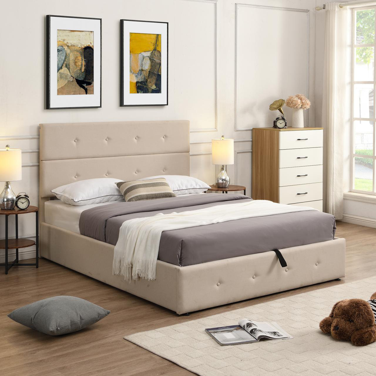 Ebern Designs Upholstered Platform Bed With Underneath Storage | Wayfair