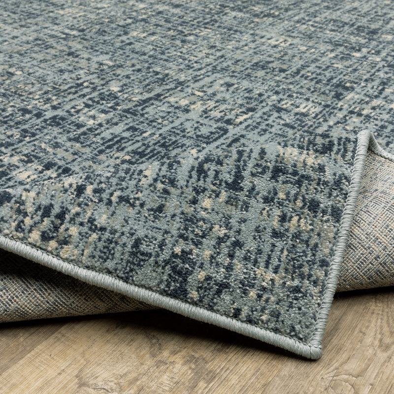 Tapis rayé bleu / gris Matsumura, Tapis de couloir 1 pi 10 po x 7 pi 3 po