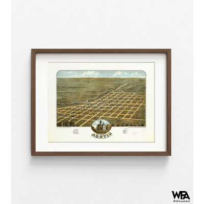 Vue d'oiseaux du comté d'Austin-Mower, Minnesota, 1870