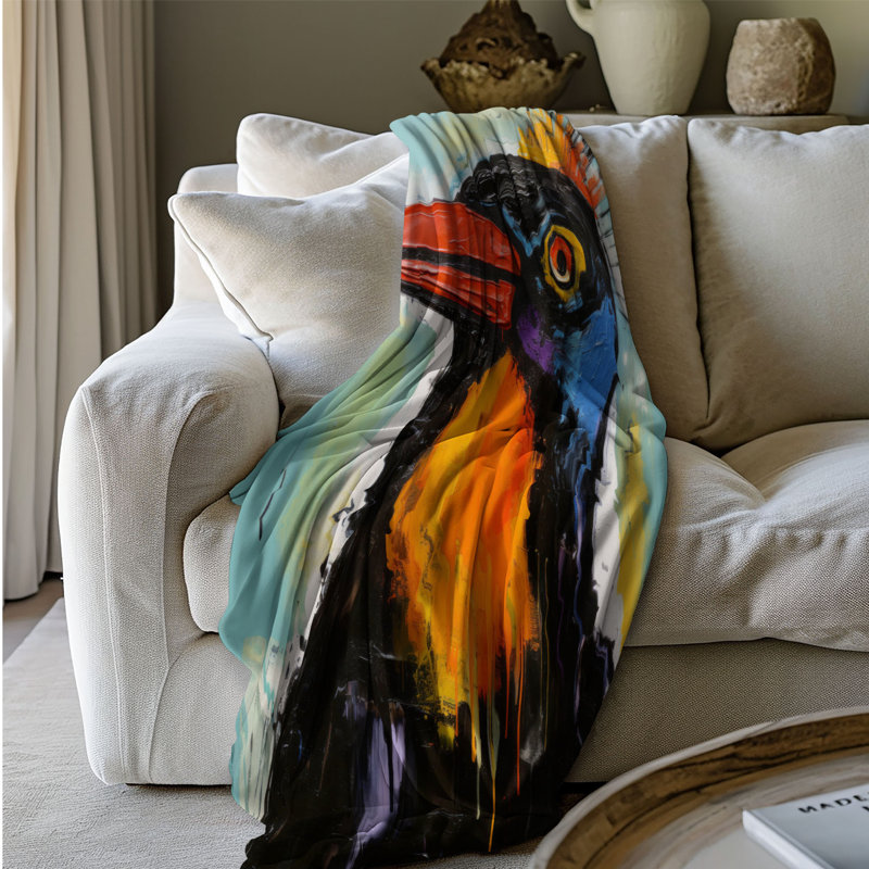 Cubist Animals - Couverture sherpa de qualité supérieure 1 pièce, Lit simple