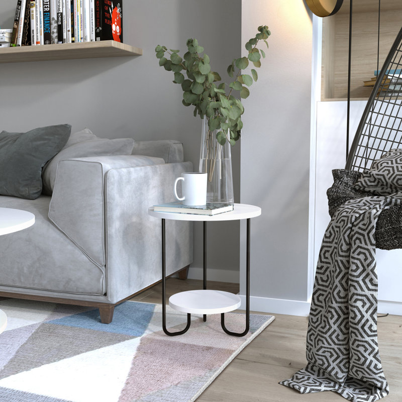 Corro Modern Side End Table White, White