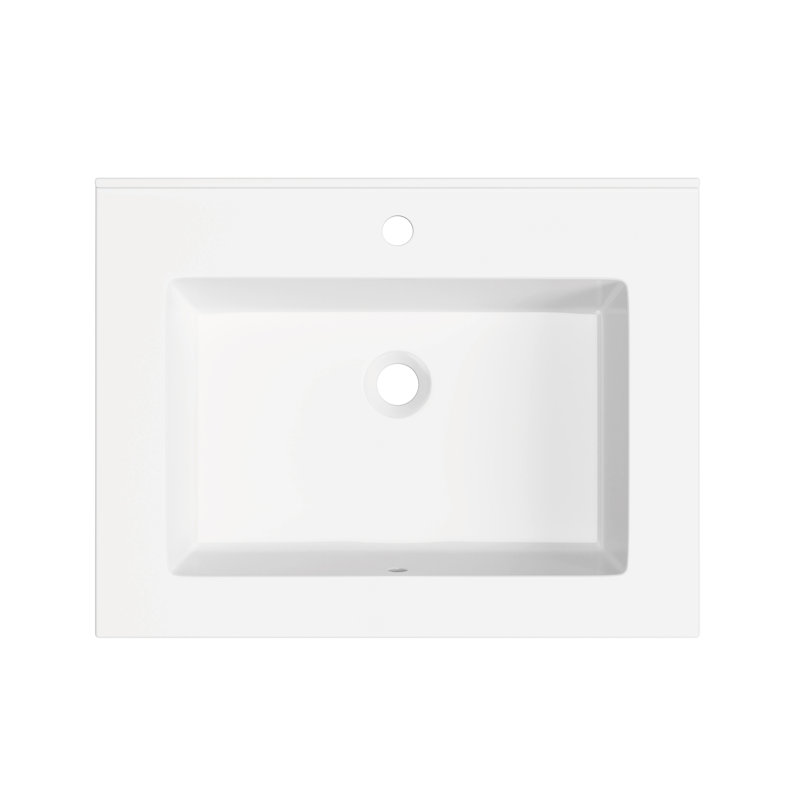 25" Solid Surface Composite Bathroom Vanity Top with Overflow and Single-Hole