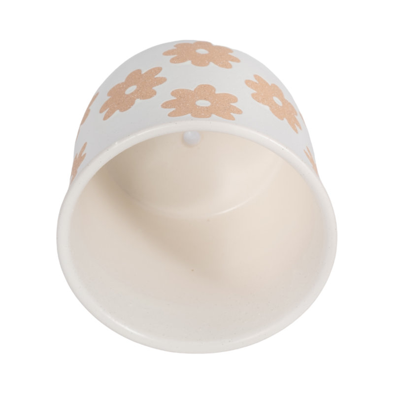Sagebrook Home 6" Flower Power Planter, Black/White, White Tan