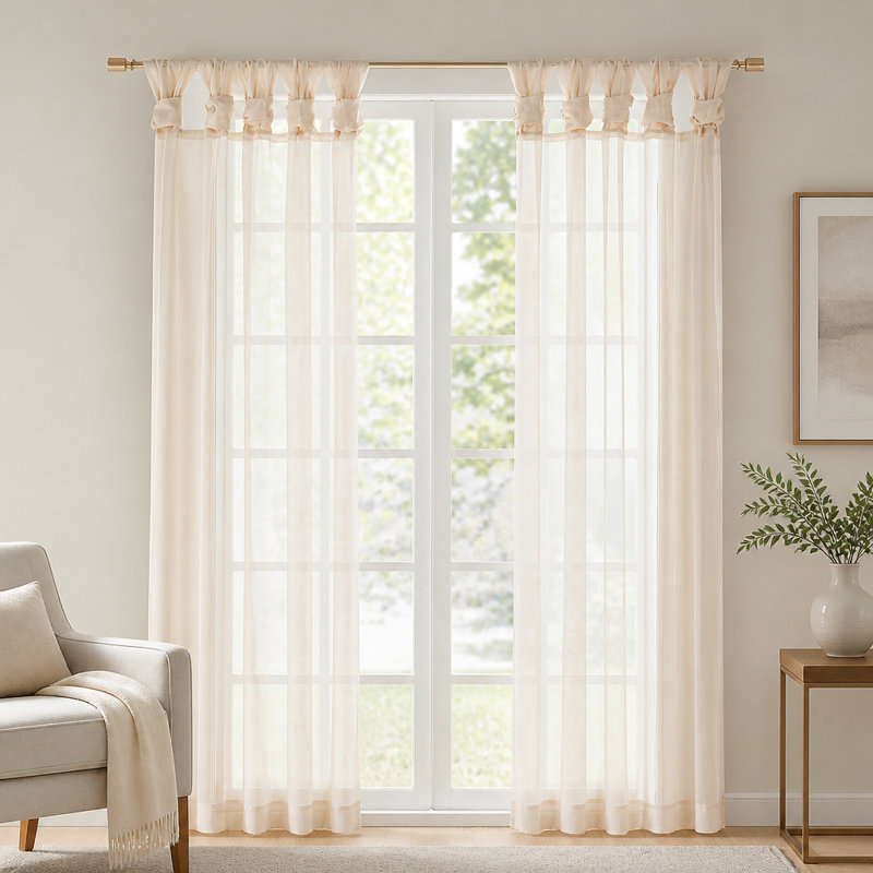 Paire de fenêtres transparentes 2 pièces, Ivoire ivoire, 50 x 84 po