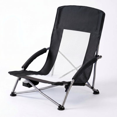  Camping Chair - Folding Outdoor Chair with Mesh Back, Cup Holder, Heavy Duty 250 LBS, Portable with Carry Bag for Beach Picnic