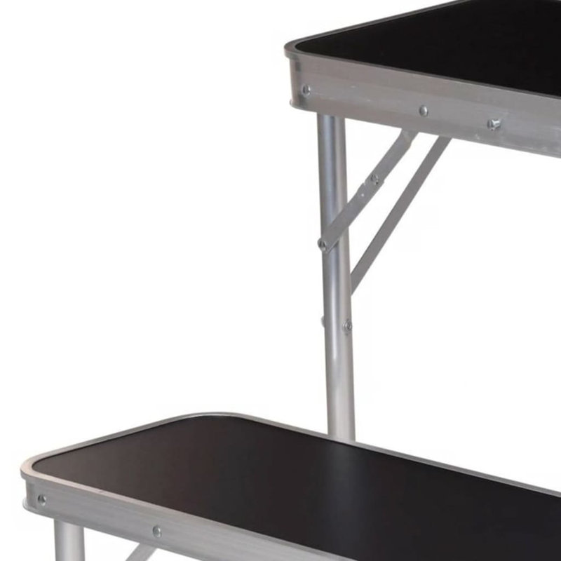 Redcliffs Foldable Camping Table Set With 2 Benches Black