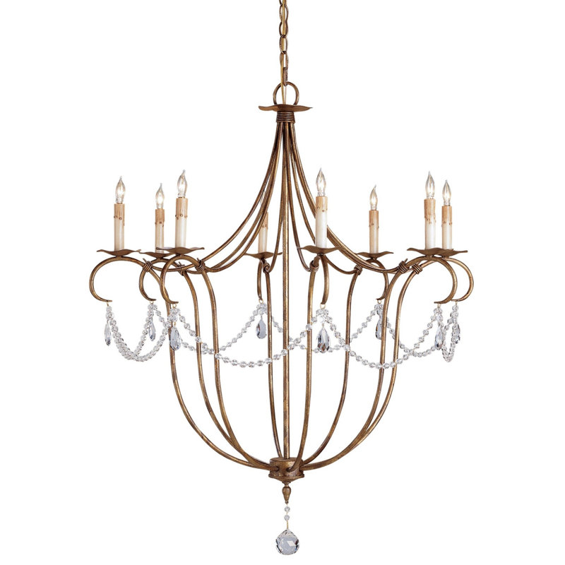 Crystal Lights 8 - Light Chandelier, Rhine Gold