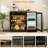 53.2" Wine Bar Cabinet with LED Lights & Power Outlets, Storage Buffet with Wine Glass Rack 