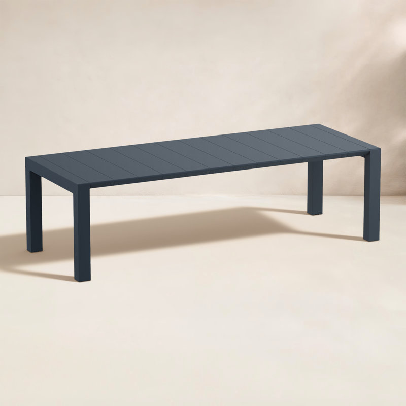 Table de salle à manger extensible en plastique Farrah, Rotin gris, L 39 po x L 102 po x H 29,5 po
