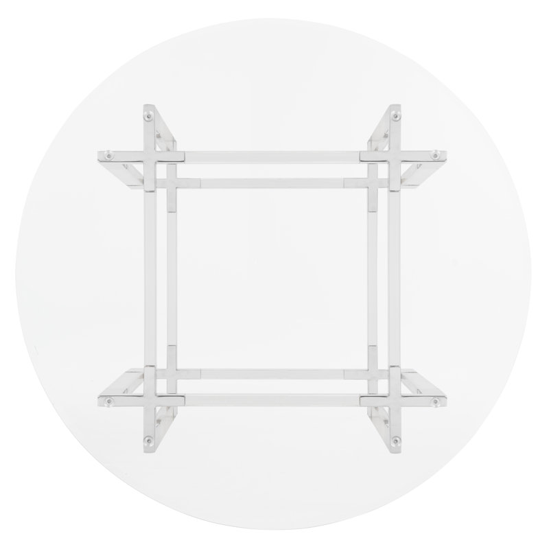 Round Glass Dining Table, Silver, 30" H x 54" L x 54" W