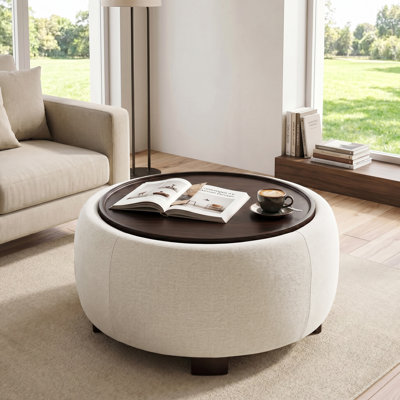 Round Cocktail Ottoman with Storage