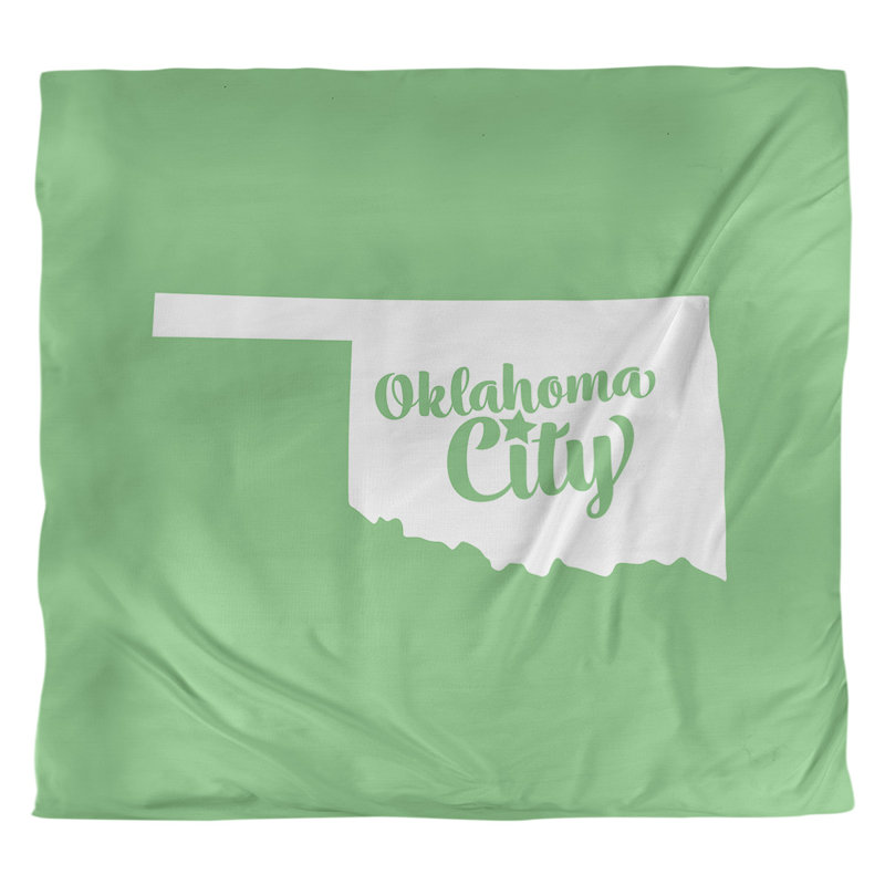 Housse de couette oklahoma city oklahoma, Housse de couette pour très grand lit, Vert, Microfibre
