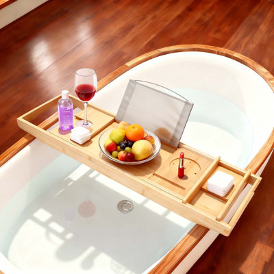 Serviteur de bain autoportant en bambou