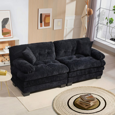 84" Chenille Upholstered Loveseat Sofa with Memory Foam Cushions and Pocketed Coil Springs