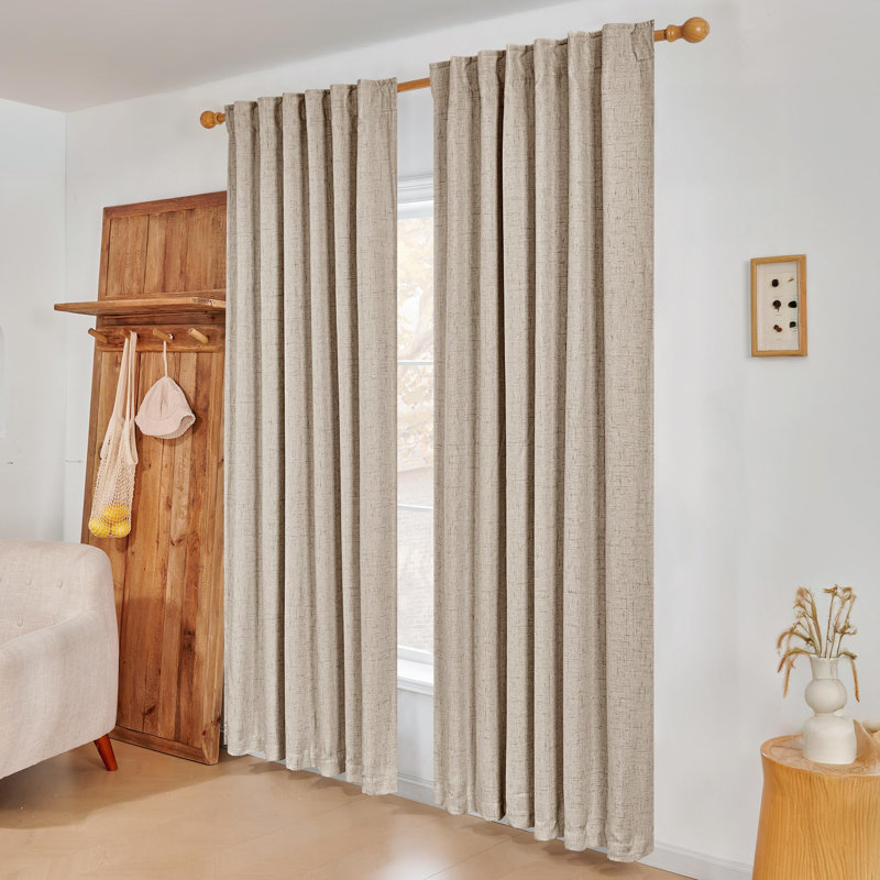100% Blackout Curtains with Double Layer, Full Light Blocking, Thermal Insulation, Back Tab Drapes (Set of 2), 52" W x 63" L