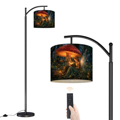 Lampe sur pied à DEL à intensité variable à intensité variable, lecture sous un champ lumineux et nuit de forêt, abat-jour réglable en hauteur avec télécommande, pour le salon, la chambre et le bureau