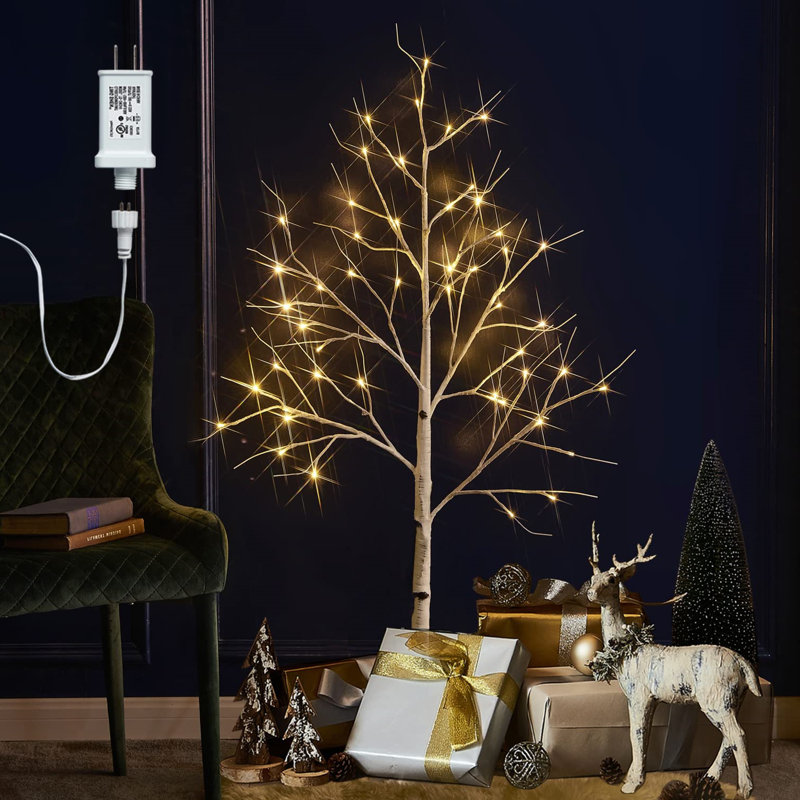 Lighted Birch Trees with 48 LED Lights