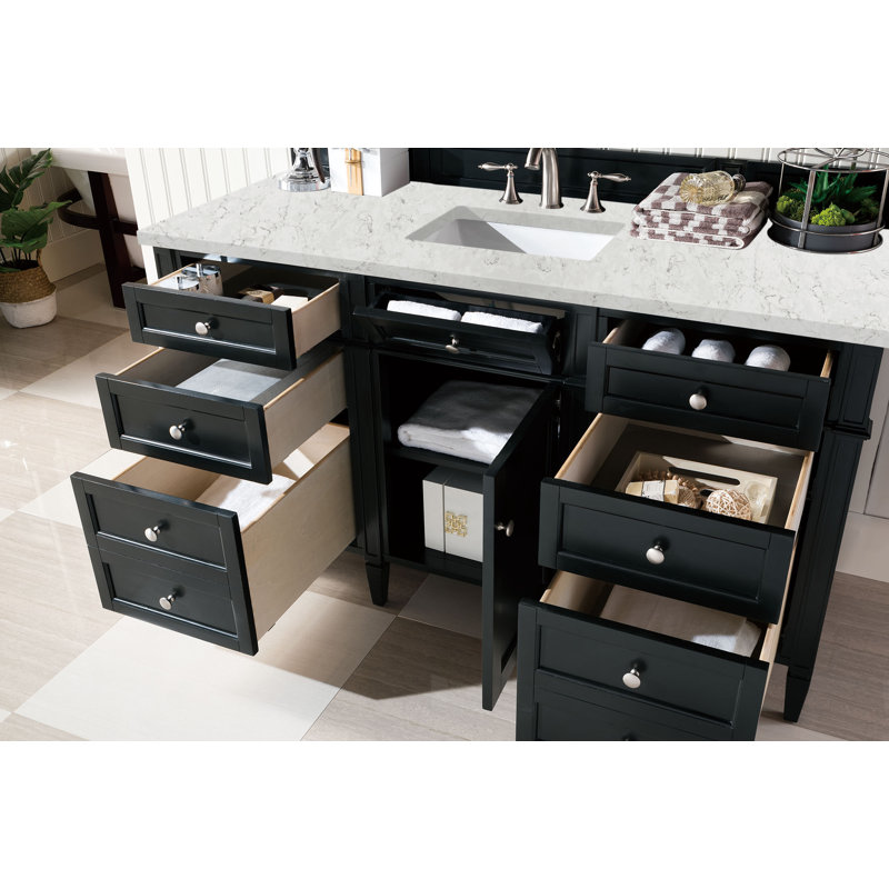 Brittany 60'' W Single Vanity, Black Onyx, Eternal Jasmine Pearl