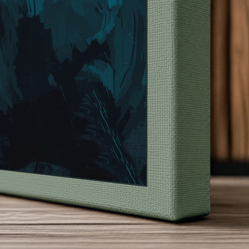 Seal in Teal Waters Coastal - Wrapped Canvas, 24x16 - 61.0 x 40.6 cm, Sage Border