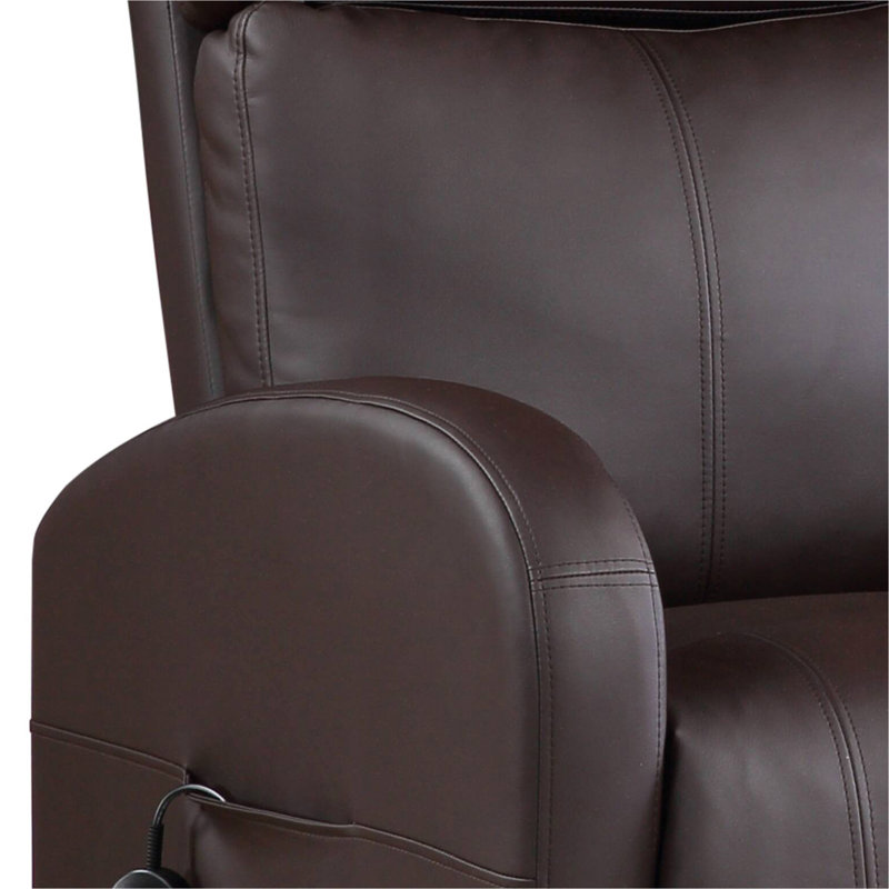 Fauteuil inclinable électrique brun en cuir synthétique, Chocolat / Brun
