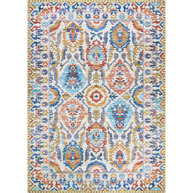 Tapis intérieur en polyester ivoire en polyester tribal power Hallsville, 8 pi x 10 pi