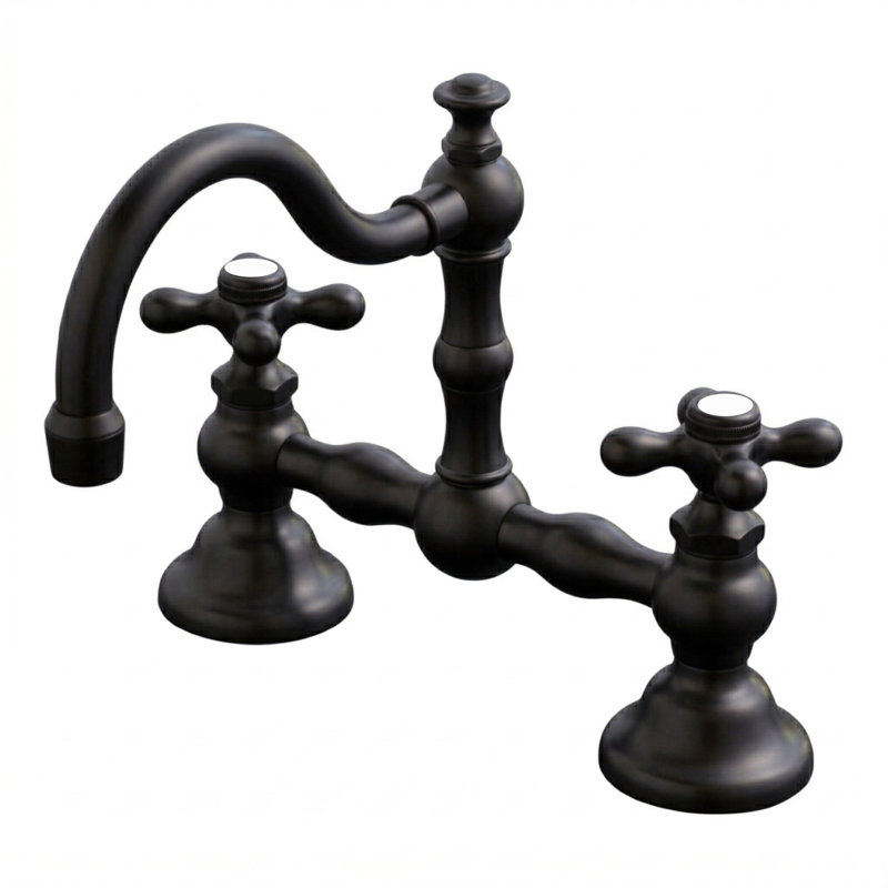 Deck Mounted Bathroom Faucet with Drain Assembly, Unlacquered Oil Rubbed Bronze