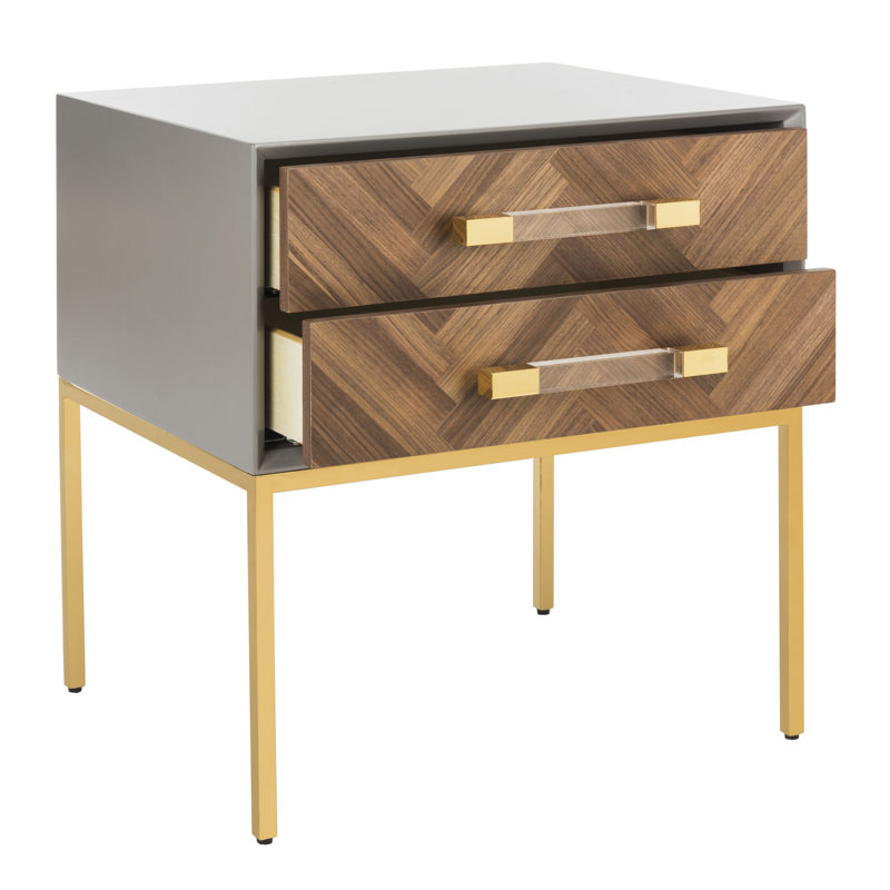 Sanford 2 - Drawer End Table, Gray/Gold
