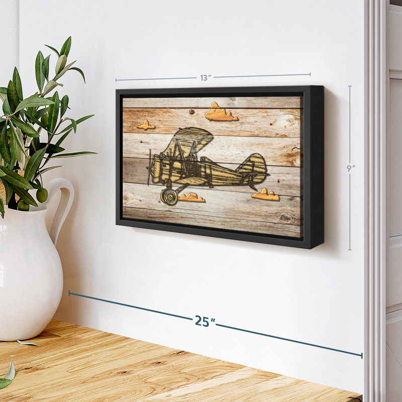 Caricature d'un avion sur toile, H 9 po x l 13 po