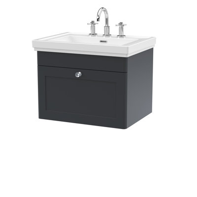Classique 600mm Wall Mounted Single Bathroom Vanity with Vitreous China Vanity Top