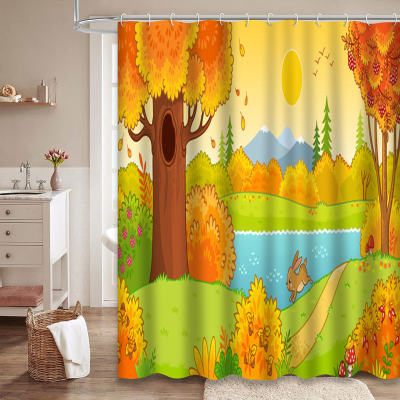 Rideau de douche avec 12 crochets Autumn, L 72 po x l 72 po